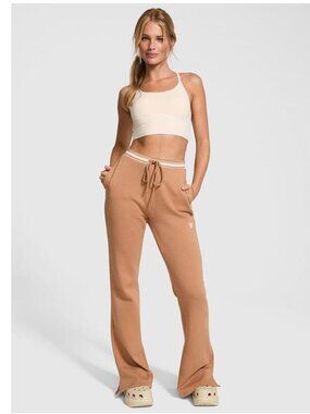 PINK Victoria's Secret Brown /Ivory Ivy Fleece Classic Fit Sweatpants XL NWT